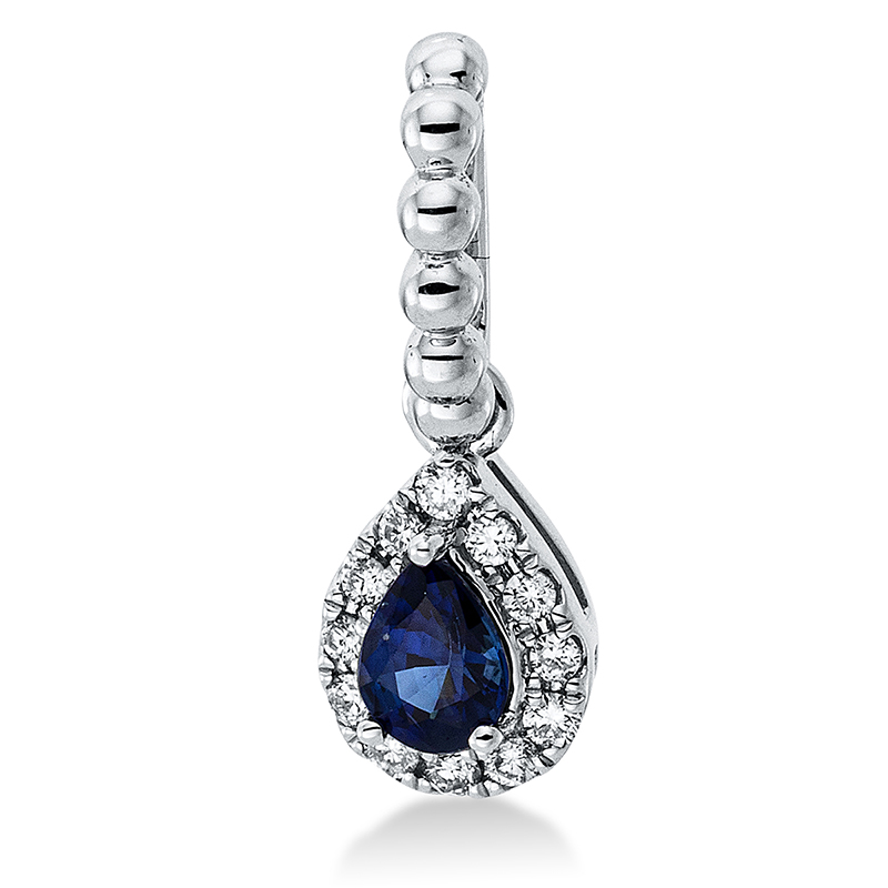 Image Anhänger 3er-Krappe 18 kt WG Tropfen, mit Öse, 12 Brillanten 0,05 ct, TW-si, 1 Saphir ...