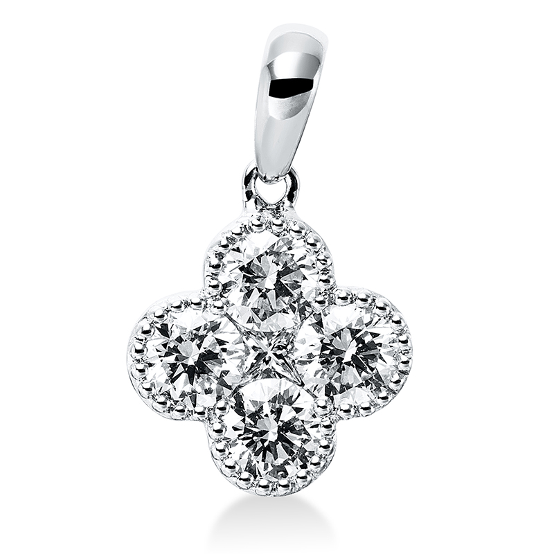 Image Anhänger 18 kt WG, mit Öse, 1 Princ. 0,05 ct, TW-vsi, 4 Brillanten 0,56 ct, TW-si. ...