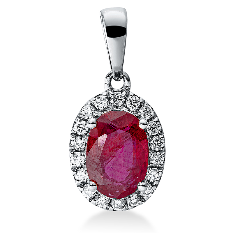 Image 90007219 - Anhänger 4er-Krappe 18 kt WG, mit Öse, 18 Brillanten 0,12 ct, TW-si, 1 Rubin 0,95 ct ...