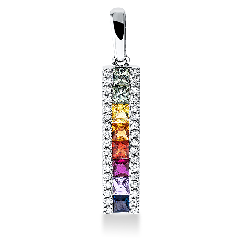 Image 90007224 - Anhänger 18 kt WG, mit Öse, 34 Brillanten 0,12 ct, TW-si, 8 Saphire 0,81 ct ...