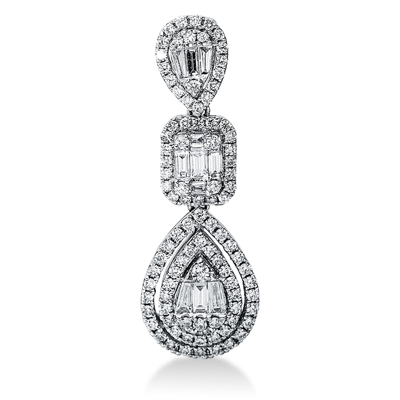 Image 90007237 - Anhänger 18 kt WG, 7 Baguette 0,19 ct, TW-vsi, 4 Trapeze 0,10 ct, TW-vsi, 95 Brillanten ...