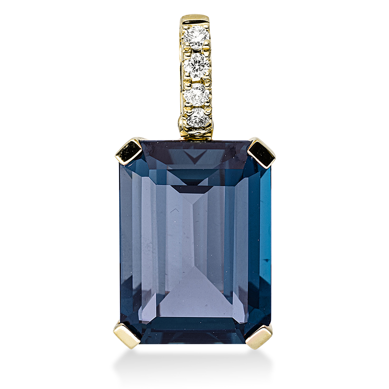 Image 90008010 - Anhänger Zarge 18 kt GG, mit Öse, 4 Brillanten 0,10 ct, TW-si, 1 Amethyst 3,10 ct ...