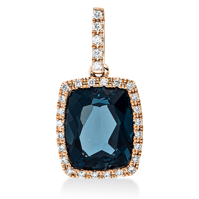 Image 90008013 - Anhänger 18 kt RG, mit Öse, 29 Brillanten 0,13 ct, TW-si, 1 Topas 3,90 ct Lond. blue, ...