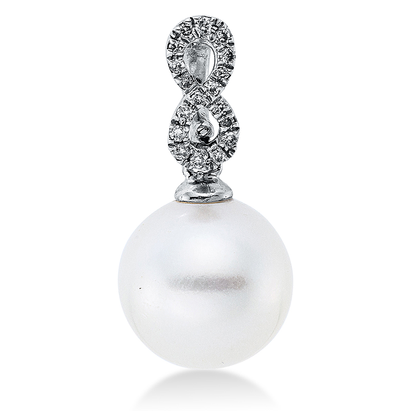 Image 90007315 - Anhänger 18 kt WG, 18 Brillanten 0,06 ct, W-si, 1 SS weiß 10 mm, H:18,5 mm, B:3,7 ...