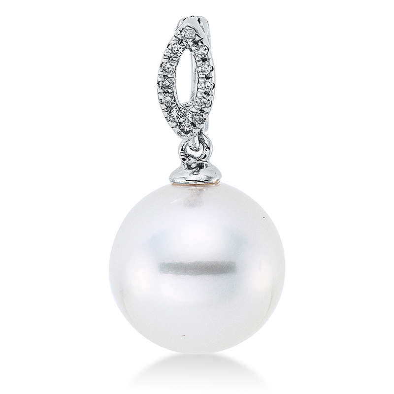 Image 90007318 - Anhänger 18 kt WG, 12 Brillanten 0,03 ct, W-si, 1 SS weiß 10 mm, H:19,0 mm, B:3,1 ...