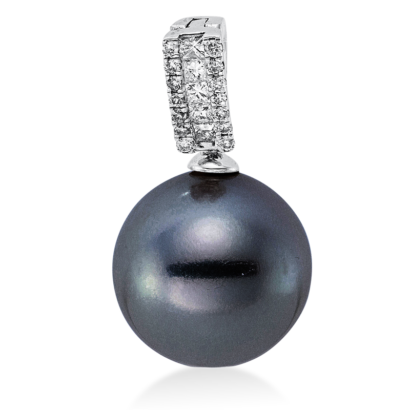 Image 90007319 - Anhänger 18 kt WG, 5 Princ. 0,07 ct, W-si, 14 Brillanten 0,05 ct, W-si, 1 TA 10,5 ...