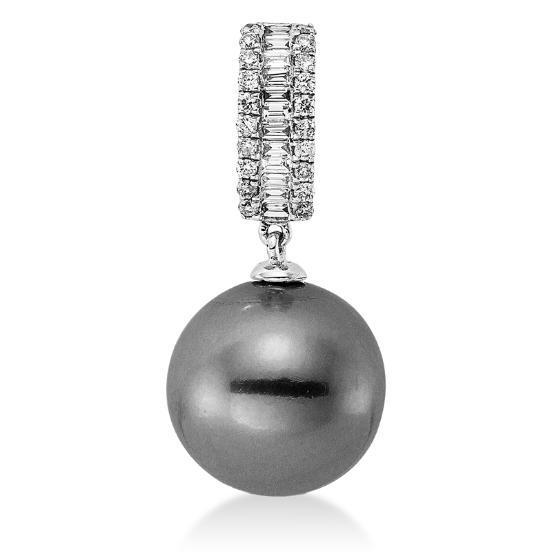 Image 90007325 - Anhänger 18 kt WG, 12 Trapeze 0,13 ct, W-si, 20 Brillanten 0,13 ct, W-si, 1 TA grau 12,5 ...