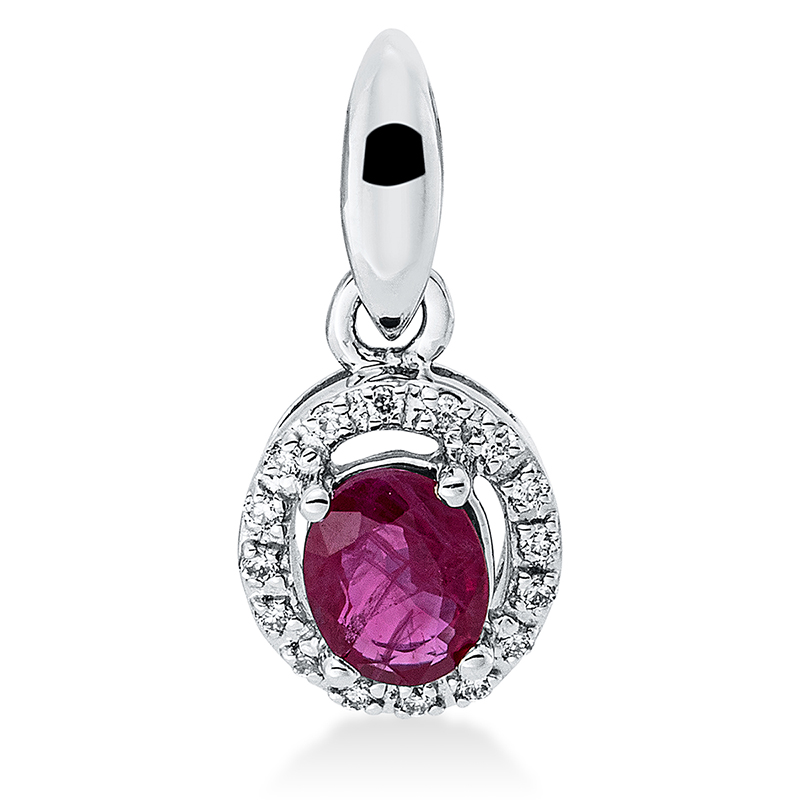Image 90007343 - Anhänger 4er-Krappe 18 kt WG, mit Öse, 16 Brillanten 0,05 ct, TW-pi, 1 Rubin 0,40 ct ...
