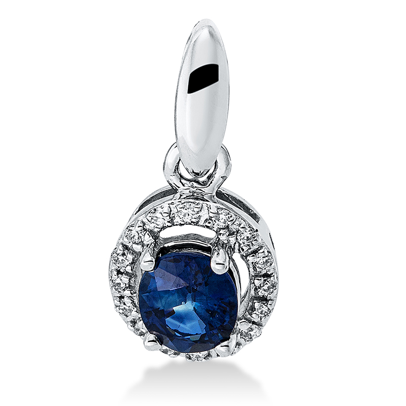 Image 90007346 - Anhänger 4er-Krappe 18 kt WG, mit Öse, 16 Brillanten 0,05 ct, TW-pi, 1 Saphir 0,42 ct ...