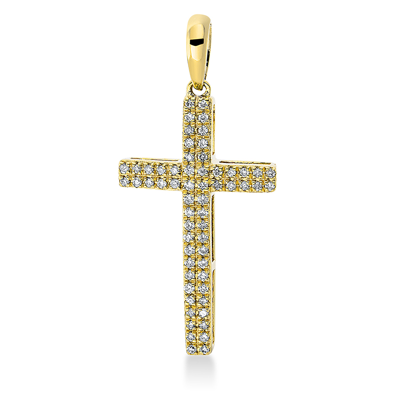 Image 90007347 - Anhänger 18 kt GG Kreuz, mit Öse, 60 Brillanten 0,14 ct, TW-pi, H:27,6 mm, B:12,5 mm, ...