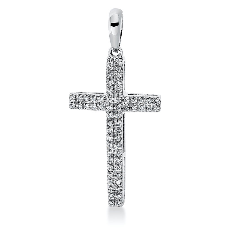 Image 90007348 - Anhänger 18 kt WG Kreuz, mit Öse, 60 Brillanten 0,14 ct, TW-pi, H:27,6 mm, B:12,5 mm, ...