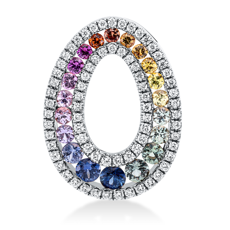 Image 90007194 - Anhänger 18 kt WG, 72 Brillanten 0,43 ct, TW-si, 20 Saphire 1,37 ct ...