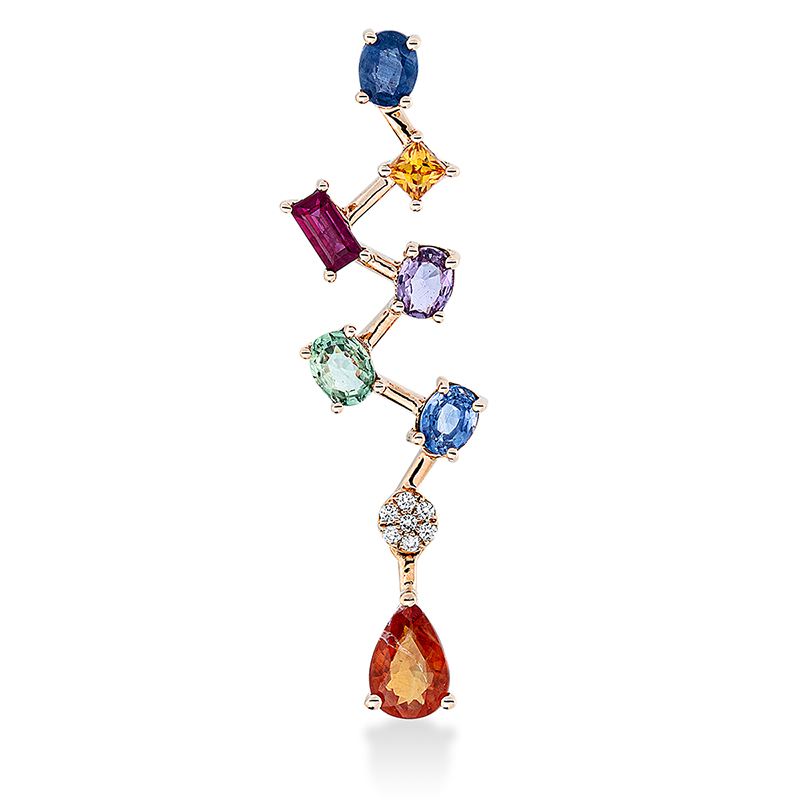 Image 90005073 - Anhänger 18 kt RG, 7 Brillanten 0,02 ct, TW-si, 7 Saphire 1,70 ct ...