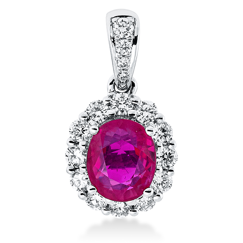 Image 90005074 - Anhänger 18 kt WG, mit Öse, 16 Brillanten 0,28 ct, TW-si, 1 Rubin 1,08 ct ...