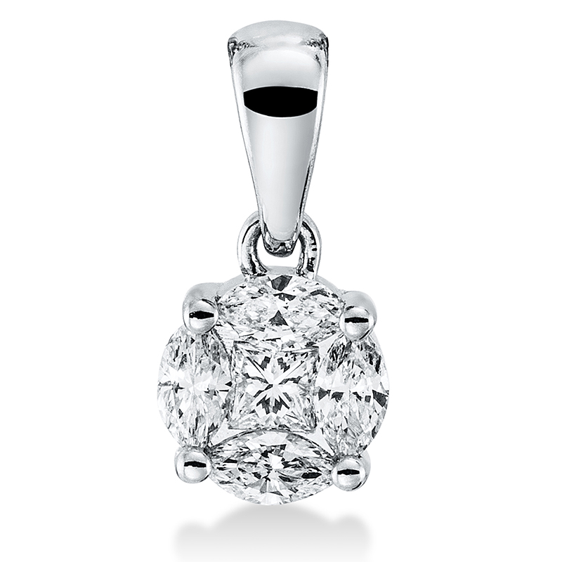 Image 90005075 - Anhänger 18 kt WG, mit Öse, 1 Princ. 0,05 ct, TW-si, 4 Navette 0,21 ct, TW-si, H:11,4 ...