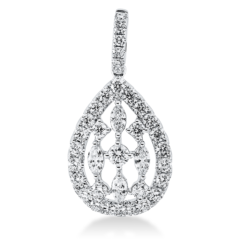 Image 90005077 - Anhänger 18 kt WG Tropfen, mit Öse, 1 Brill. 0,09 ct, TW-si, 4 Navette 0,23 ct, TW-vsi, ...