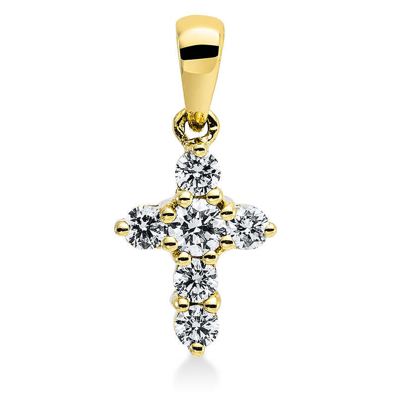 Image 90005078 - Anhänger 18 kt GG Kreuz, mit Öse, 1 Brill. 0,11 ct, W-si, 5 Brillanten 0,22 ct, W-si, ...