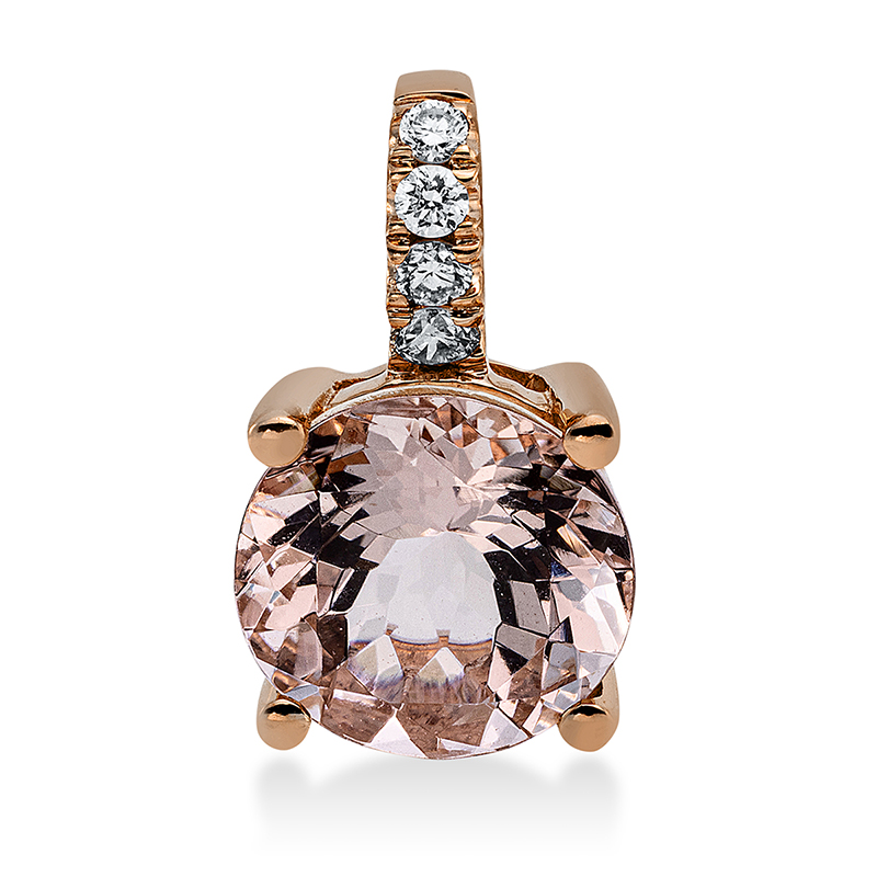 Image 90005143 - Anhänger 4er-Krappe 18 kt RG, mit Öse, 4 Brillanten 0,06 ct, TW-si, 1 Morganit 1,76 ct ...
