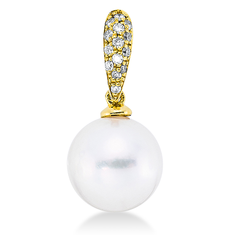 Image 90005149 - Anhänger 18 kt GG, 14 Brillanten 0,10 ct, TW-si, 1 SS weiß 9 mm =*=*= Unterkategorie: ...