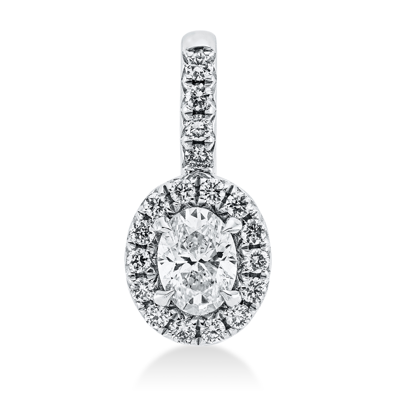 Image 90005095 - Anhänger 18 kt WG, mit Öse, 1 Oval 0,24 ct, TW-si, 18 Brillanten 0,13 ct, ...