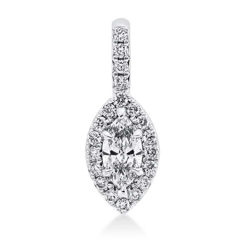Image 90005096 - Anhänger 18 kt WG, mit Öse, 1 Navette 0,27 ct, TW-si, 20 Brillanten 0,15 ct, ...