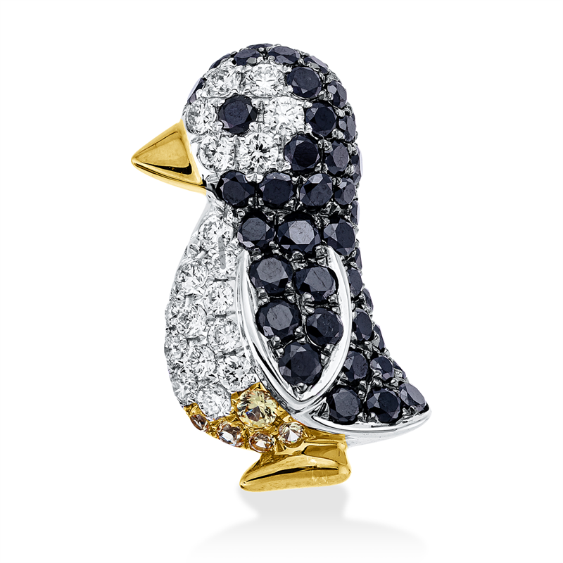 Image 90005109 - Anhänger 18 kt WG GG pinguin, Fassung teils schwarz rhodinie, 18 Brillanten 0,19 ct, ...