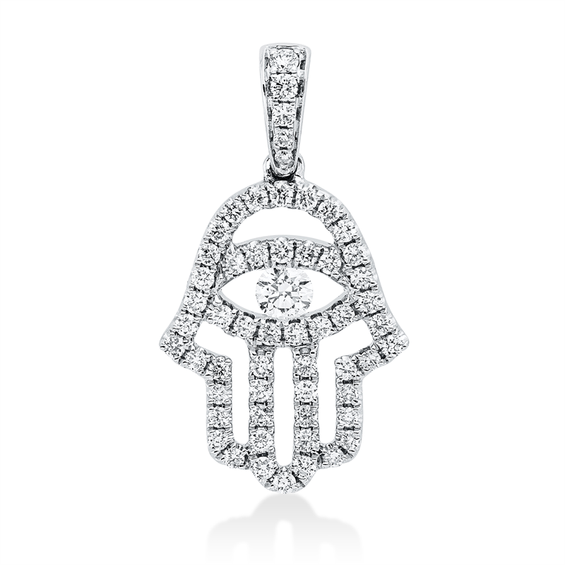 Image 90005113 - Anhänger 18 kt WG Hamsa, mit Öse, 2 Brillanten 0,03 ct, TW-si, 1 Brill. 0,11 ct, TW-si, ...