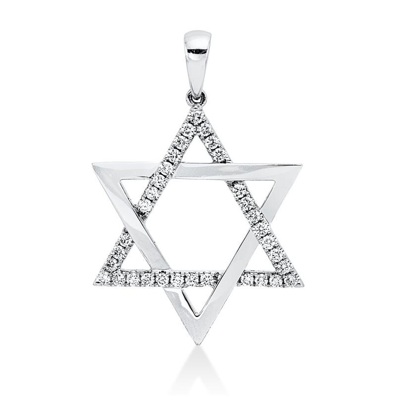 Image 90005115 - Anhänger 18 kt WG Davidstern, mit Öse, 33 Brillanten 0,36 ct, ...