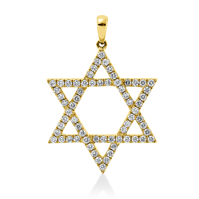 Image 90007178 - Anhänger 18 kt GG Davidstern, mit Öse, 66 Brillanten 0,71 ct, ...