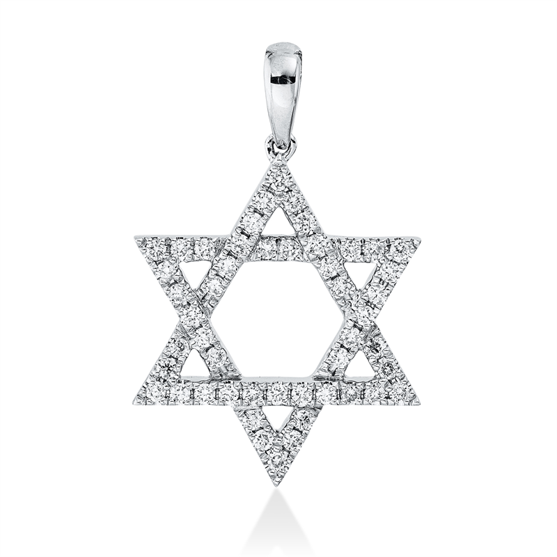 Image 90007179 - Anhänger 18 kt WG Davidstern, mit Öse, 49 Brillanten 0,42 ct, ...