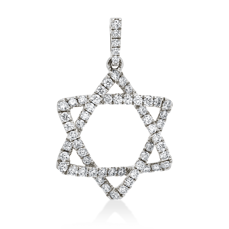 Image 90007181 - Anhänger 18 kt WG Stern, mit Öse, 6 Brillanten 0,06 ct, TW-si, 53 Brillanten 0,34 ct, ...