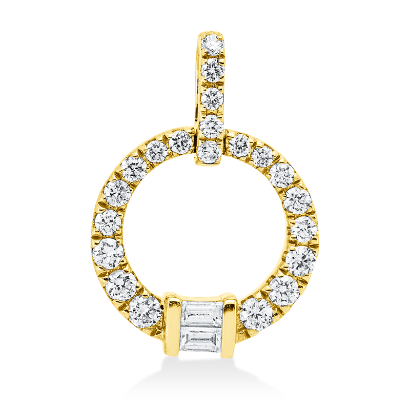 Image 90007189 - Anhänger 14 kt GG, mit Öse, 6 Brillanten 0,08 ct, W-si/pi, 2 Baguette 0,04 ct, W-si/pi, ...