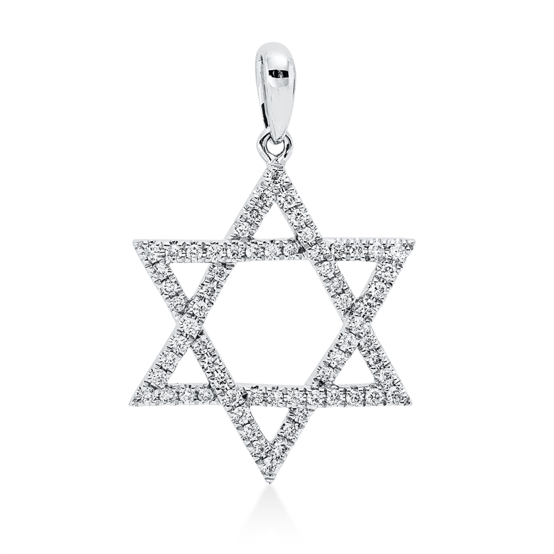 Image 90007190 - Anhänger 14 kt WG Davidstern, mit Öse, 66 Brillanten 0,26 ct, ...