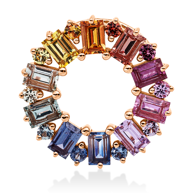 Image 90007191 - Anhänger 18 kt RG, 10 Saphire 0,88 ct fancy, 10 Saphire 0,22 ct ...