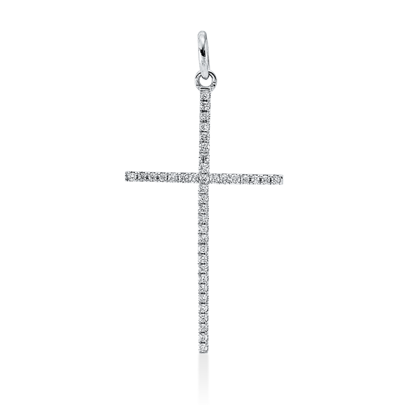 Image 90008579 - Anhänger 18 kt WG Kreuz, 40 Brillanten 0,12 ct, TW-si, H:30,0 mm, B:15,0 mm, S:1,2 ...