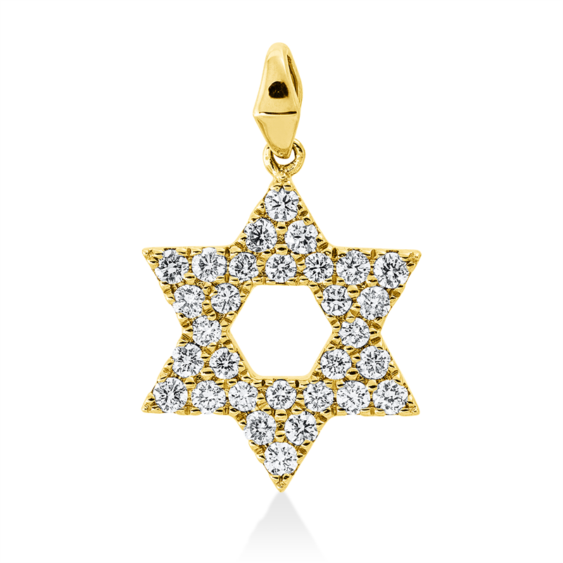 Image 90008580 - Anhänger 14 kt GG Davidstern, mit Öse, 30 Brillanten 0,33 ct, W-si/pi, H:18,5 mm, ...