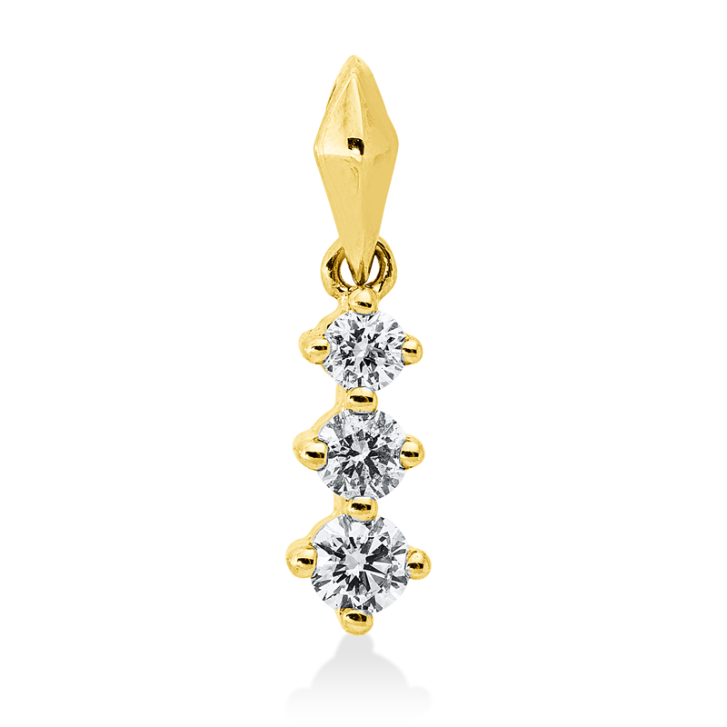 Image 90008581 - Anhänger 14 kt GG, mit Öse, 3 Brillanten 0,17 ct, W-pi, H:14,5 mm, B:3,6 mm, S:2,7 ...
