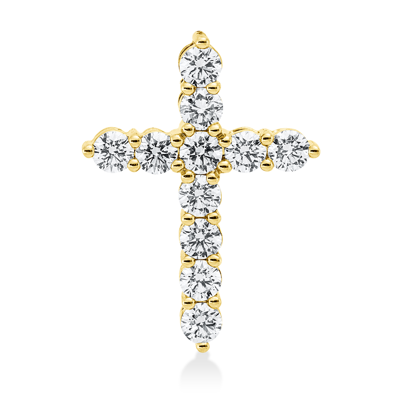 Image 90008584 - Anhänger 18 kt GG Kreuz, 11 Brillanten 0,97 ct, TTLB-si, H:21,7 mm, B:16,1 mm, S:3,3 ...