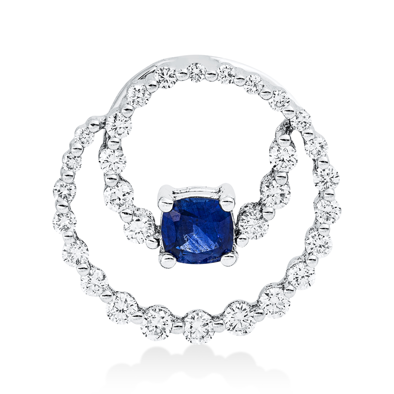 Image 90008586 - Anhänger 4er-Krappe 18 kt WG, 30 Brillanten 0,56 ct, TW-si, 1 Saphir 0,45 ct blau, ...