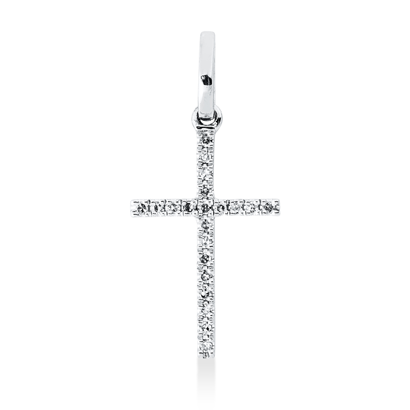Image 90008596 - Anhänger 18 kt WG Kreuz, mit Öse, 21 Diamanten 0,05 ct, TW-si, H:21,0 mm, B:9,7 mm, ...