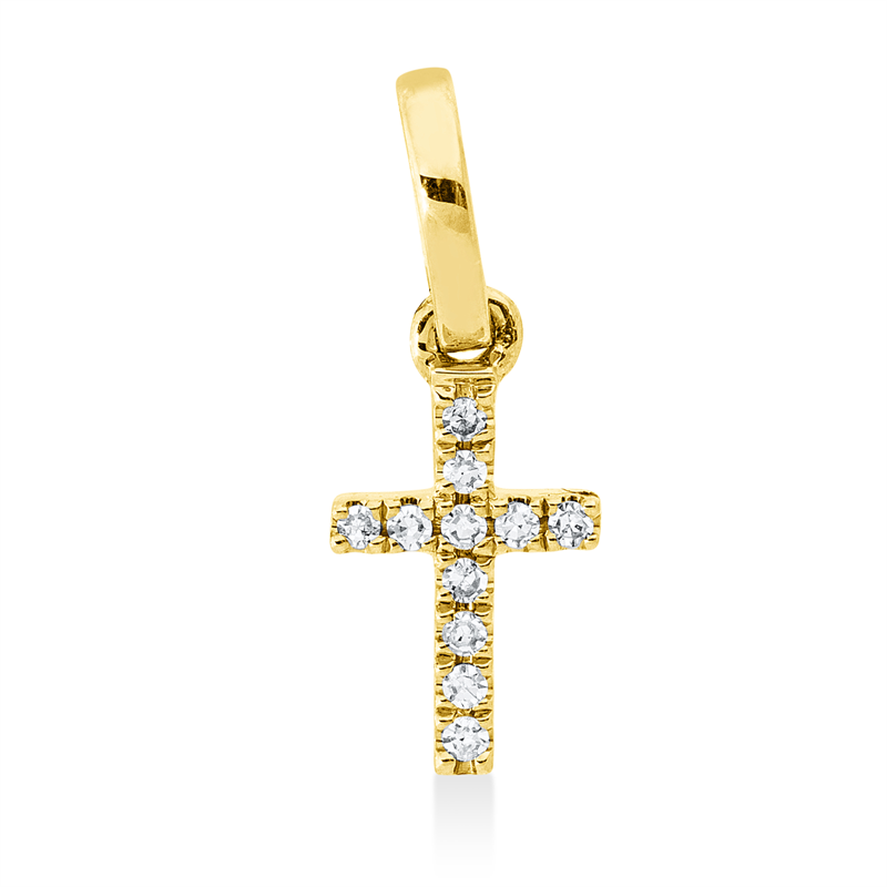 Image 90008597 - Anhänger 18 kt GG Kreuz, mit Öse, 11 Diamanten 0,03 ct, TW-si, H:13,0 mm, B:5,0 mm, ...
