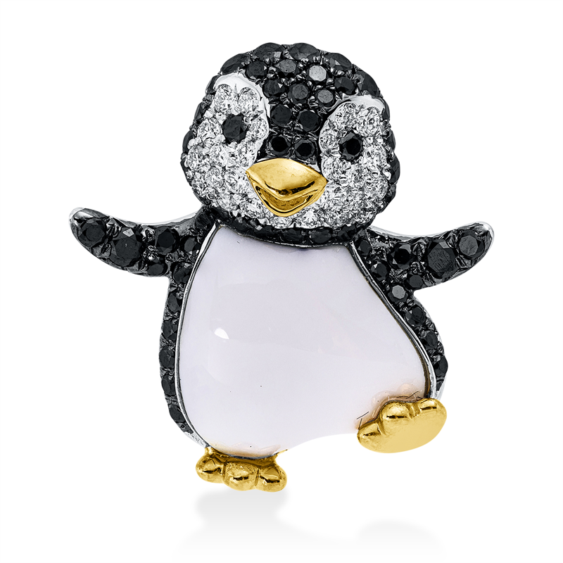 Image 90008600 - Anhänger 18 kt WG GG pinguin, Fassung teils schwarz rhodinie, 25 Brillanten 0,22 ct, ...