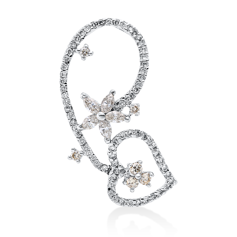 Image 90008606 - Anhänger 18 kt WG, 5 Navette 0,33 ct, I-si, 76 Brillanten 0,64 ct, I-pi, H:32,0 mm, ...