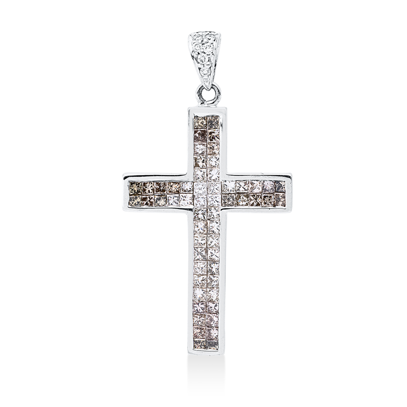 Image 90008607 - Anhänger 18 kt WG Kreuz, mit Öse, 6 Brillanten 0,05 ct, TW-si, 62 Princ. 1,00 ct, ...