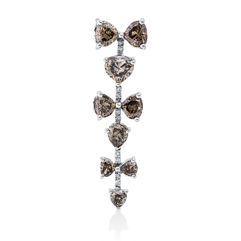 Image 90008609 - Anhänger 18 kt WG, 10 Brillanten 0,07 ct, F-si, 9 Fant-Schl. 4,08 ct, braun, H:40,6 mm, ...