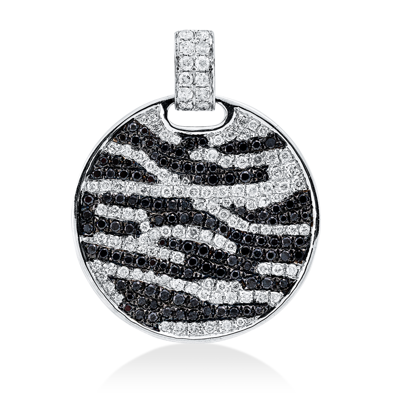 Image 90008614 - Anhänger 18 kt WG Kreis, Fassung teils schwarz rhodinie, 120 Brillanten 0,86 ct, TW-pi, ...