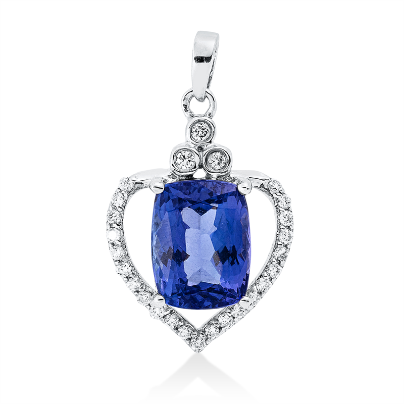 Image 90008617 - Anhänger 18 kt WG, mit Öse, 24 Brillanten 0,15 ct, F-si, 1 Tansanit 2,62 ct blau, ...