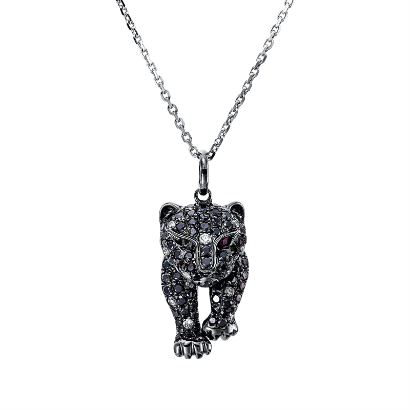 Image 90008624 - Anhänger 18 kt WG, Fassung teils schwarz rhodinie, 82 Brillanten 1,26 ct, schwarz, 13 ...