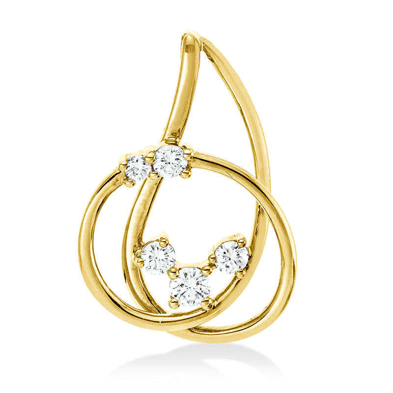 Image 90008627 - Anhänger 18 kt GG, 1 Brill. 0,02 ct, TW-si, 4 Brillanten 0,15 ct, TW-si, H:18,9 mm, ...