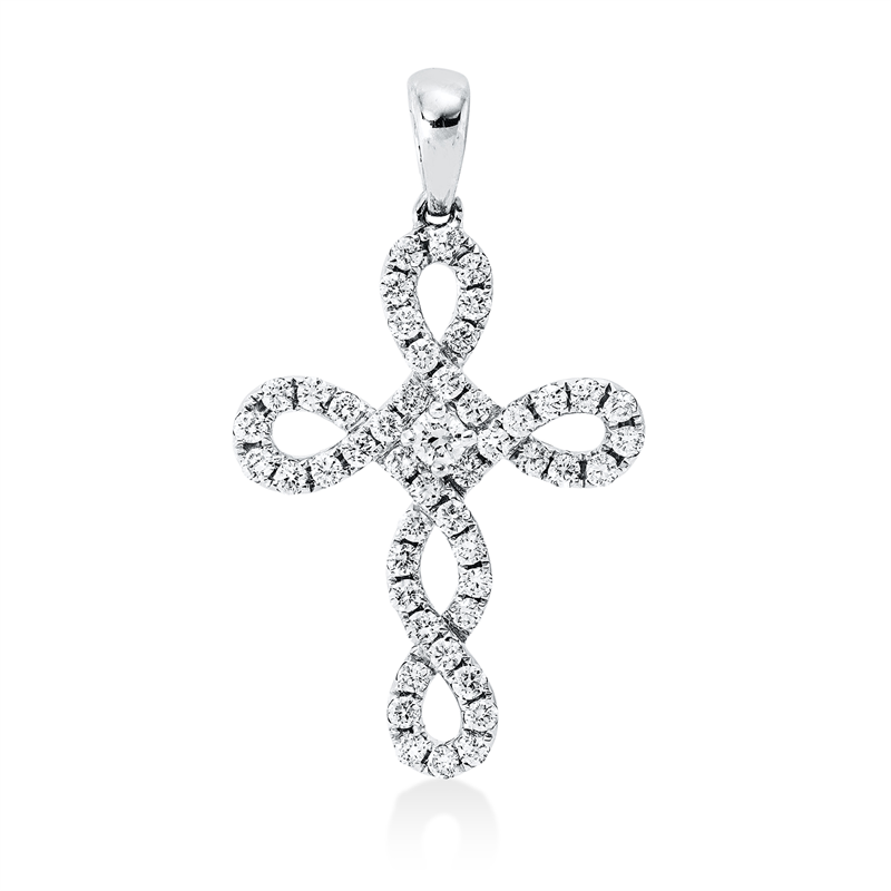 Image 90008637 - Anhänger 18 kt WG, 1 Brill. 0,05 ct, TW-si, 48 Brillanten 0,43 ct, TW-si, H:28,0 mm, ...